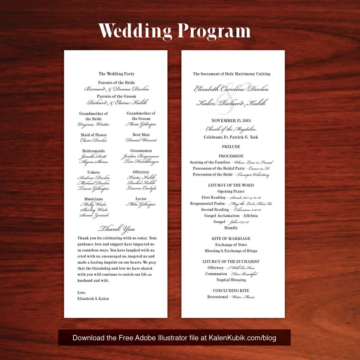 Catholic Wedding Program Template Free Diy Catholic Wedding Program Ai Template I M A