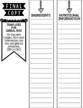 Cereal Box Book Report Template Cereal Box Book Report by Kristina Lovell