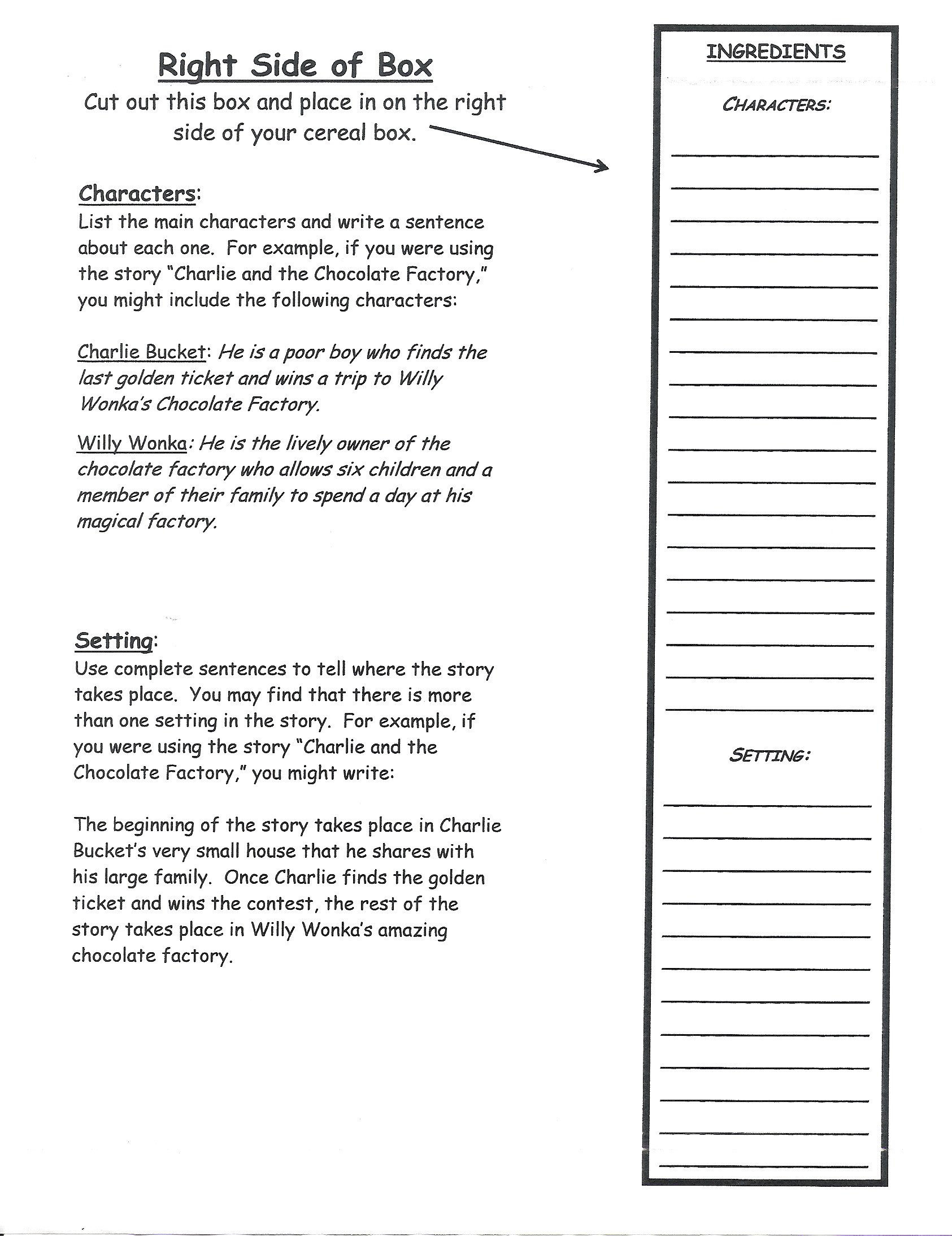 Cereal Box Book Report Template Cereal Box Book Report