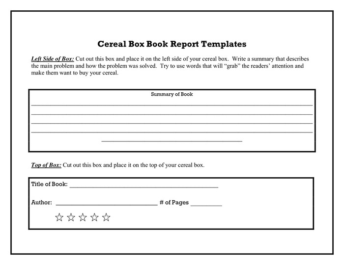 Cereal Box Book Report Template Cereal Box Book Report Templates In Word and Pdf formats