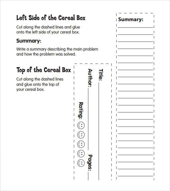 Cereal Box Book Report Template Sample Cereal Box Book Report 4 format Example