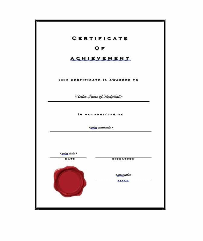 Certificate Of Achievement Template 40 Great Certificate Of Achievement Templates Free