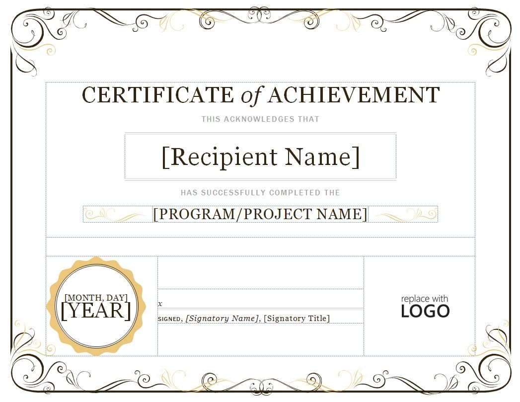 Certificate Of Achievement Template Certificate Of Achievement