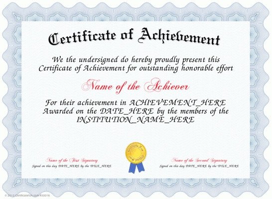 Certificate Of Achievement Template Certificate Templates