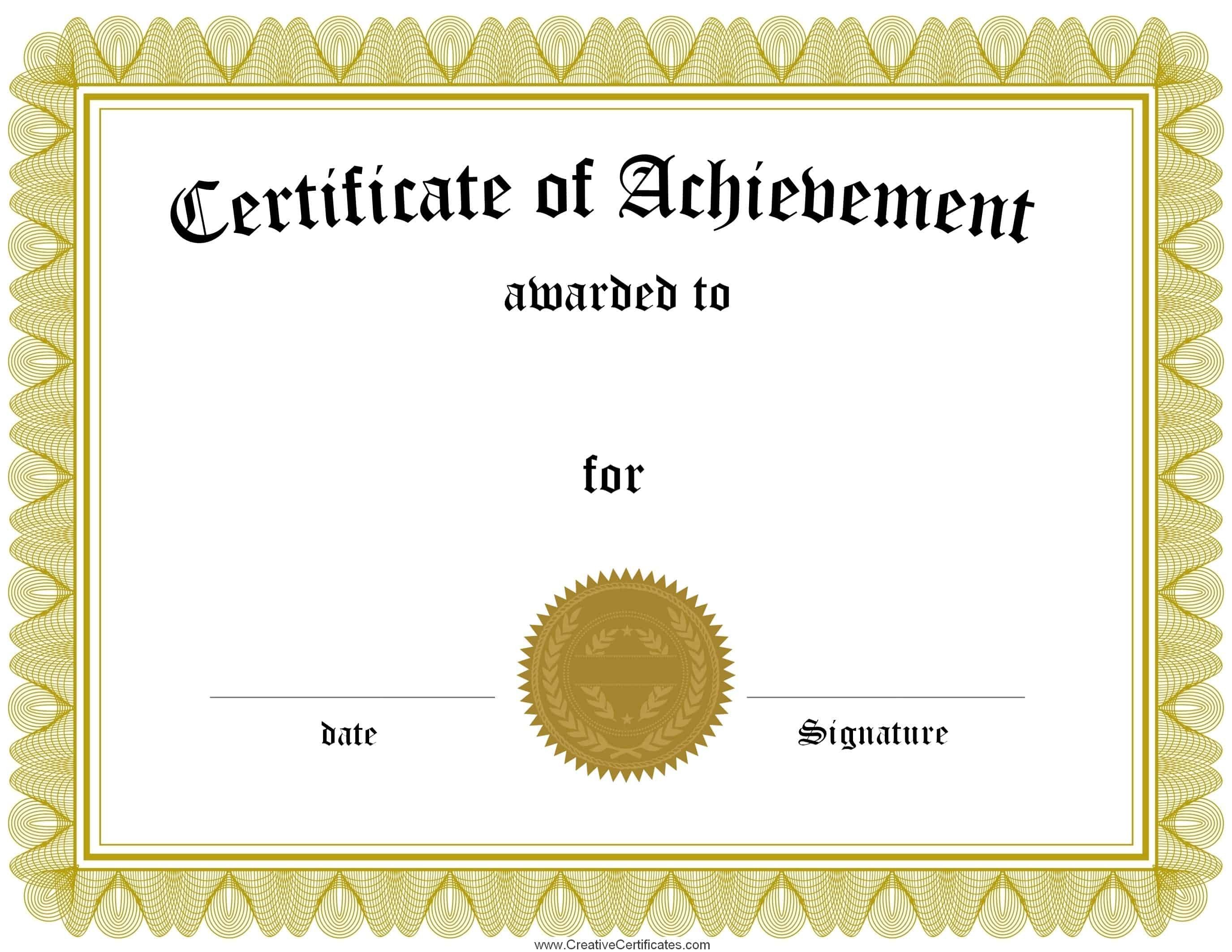 Certificate Of Achievement Template Free Customizable Certificate Of Achievement