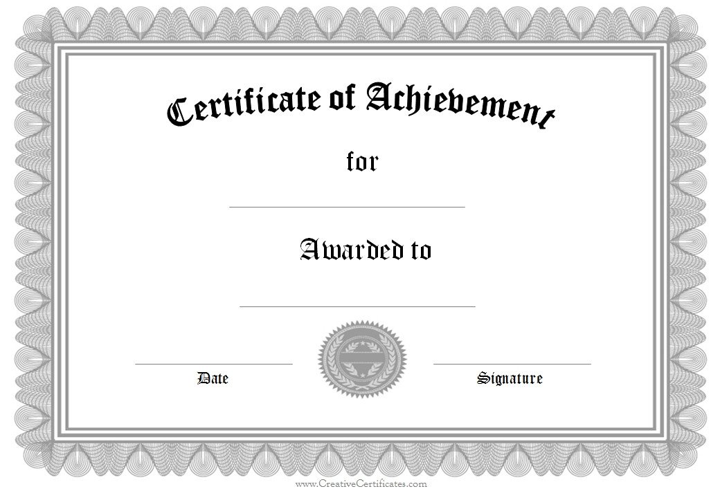 Certificate Of Achievement Template Word Certificate Achievement Template