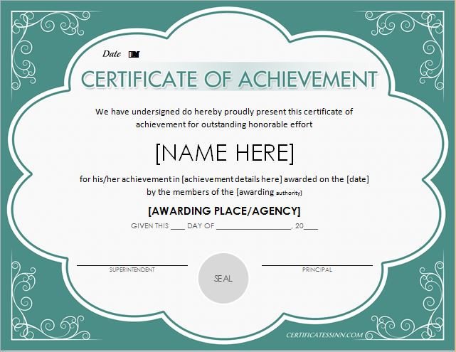 Certificate Of Achievement Template Word Scholarship Award Certificate Template