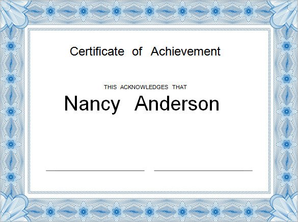 Certificate Of Achievement Template Word Word Certificate Template 49 Free Download Samples