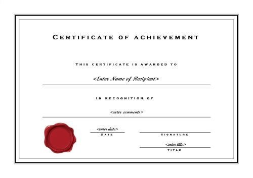 Certificate Of Achievement Word Template Certificate Of Achievement 002