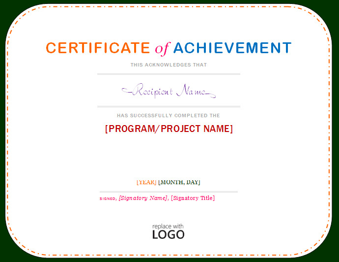 Certificate Of Achievement Word Template Certificate Of Achievement Template Microsoft Word Templates