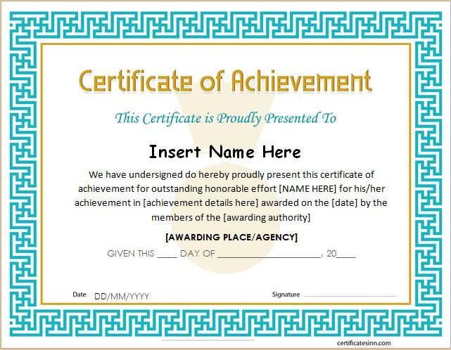 Certificate Of Achievement Word Template Pin by Alizbath Adam On Certificates