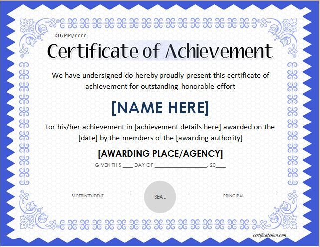 Certificate Of Achievement Word Template Scholarship Award Certificate Template