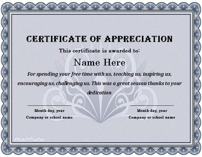 Certificate Of Appreciation Template 30 Free Certificate Of Appreciation Templates and Letters