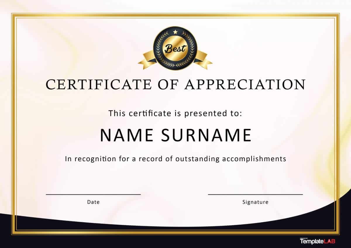 Certificate Of Appreciation Template 30 Free Certificate Of Appreciation Templates and Letters