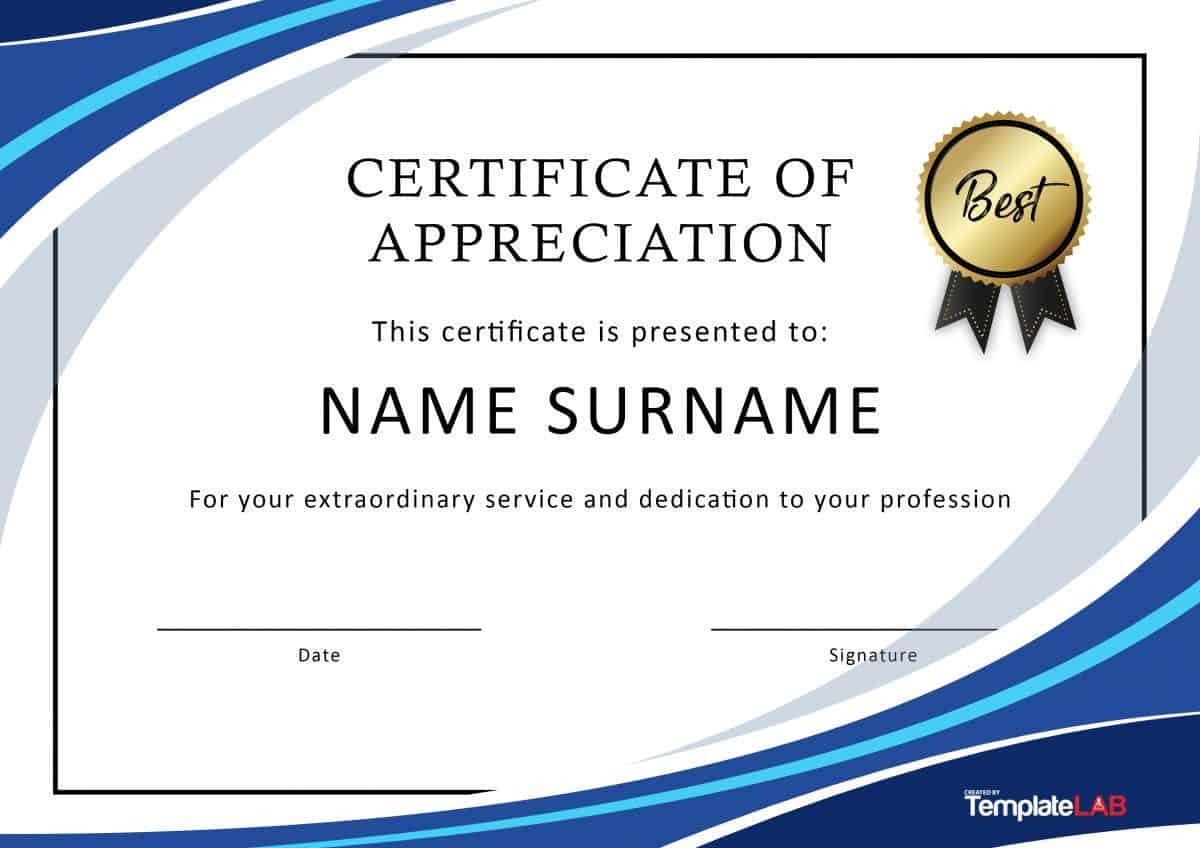 Certificate Of Appreciation Template 30 Free Certificate Of Appreciation Templates and Letters