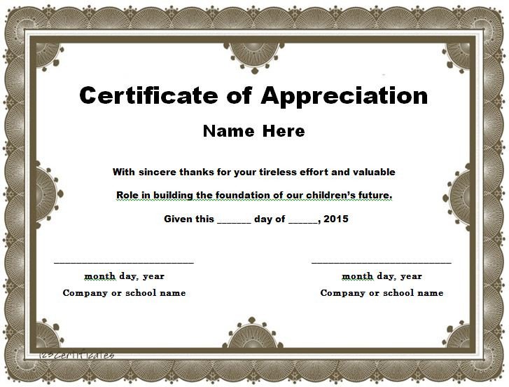 Certificate Of Appreciation Template 31 Free Certificate Of Appreciation Templates and Letters