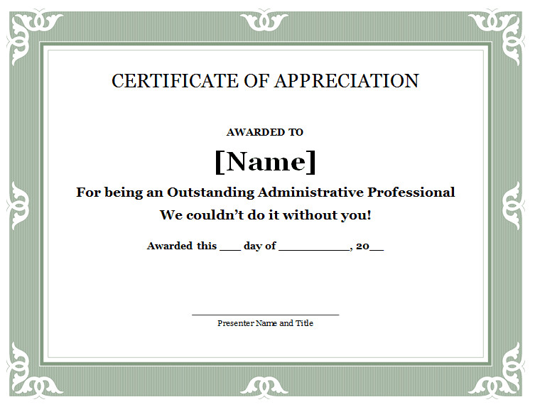 Certificate Of Appreciation Template 31 Free Certificate Of Appreciation Templates and Letters