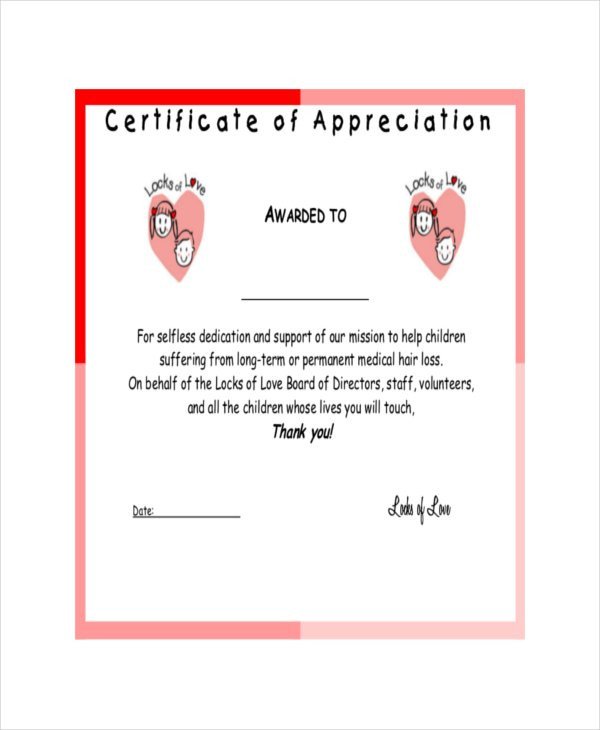 Certificate Of Appreciation Template 37 Certificate Of Appreciation Templates Pdf Docs