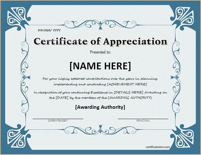 Certificate Of Appreciation Template Certificates Of Appreciation Templates for Word