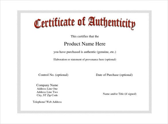 Certificate Of Authenticity Autograph Template Certificate Of Authenticity Template Certificate