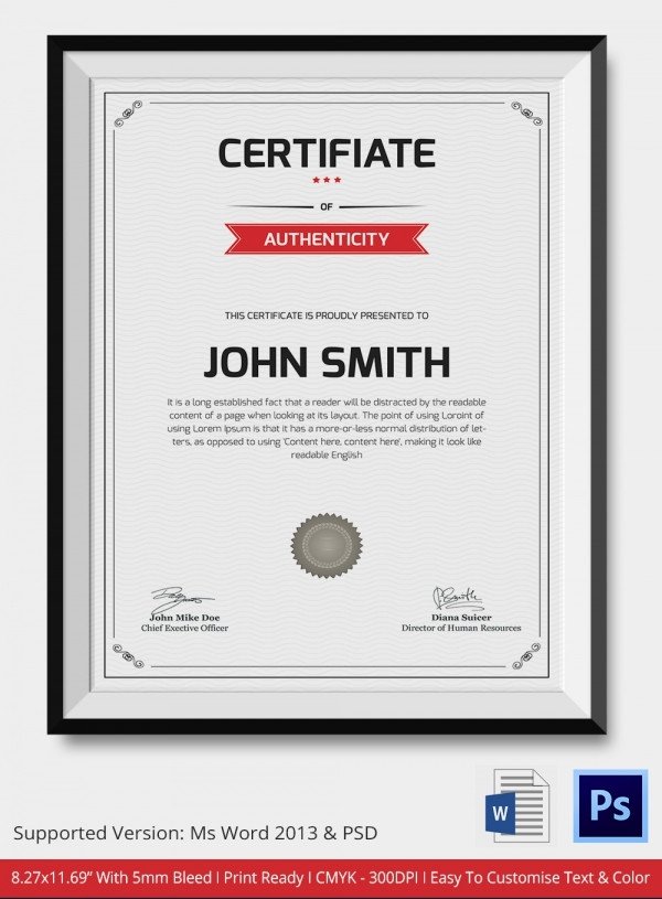 Certificate Of Authenticity Template Certificate Of Authenticity Template 27 Free Word Pdf
