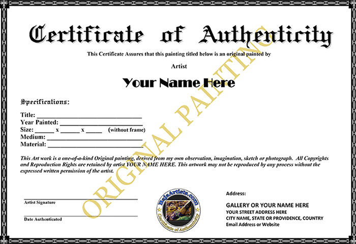 Certificate Of Authenticity Template Certificate Of Authenticity Template Certificate