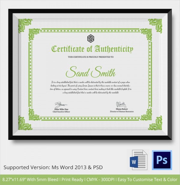 Certificate Of Authenticity Template Sample Certificate Of Authenticity Template 29