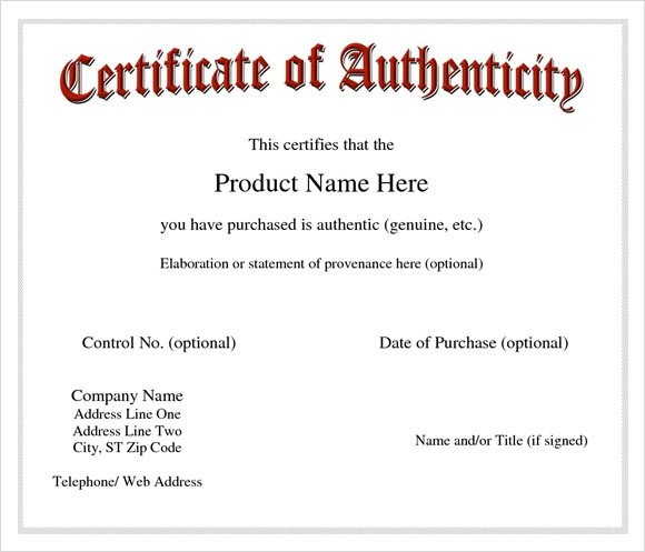 Certificate Of Authenticity Template Sample Certificate Of Authenticity Template 36