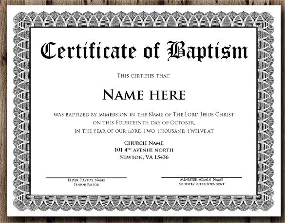 Certificate Of Baptism Template Baptism Certificate 14 Free Samples Examples format