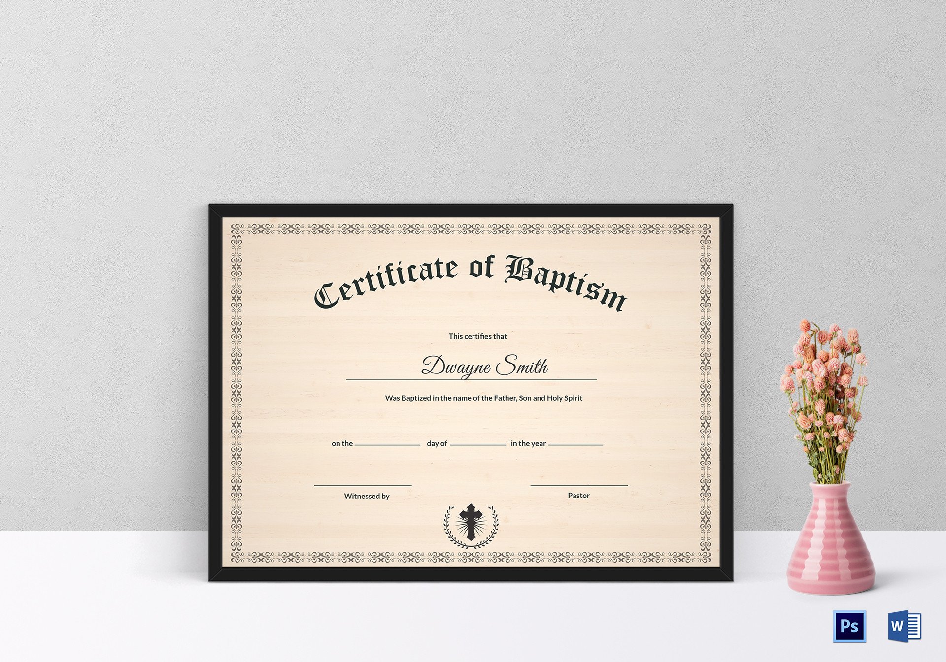 Certificate Of Baptism Template Baptism Certificate Design Template In Psd Word