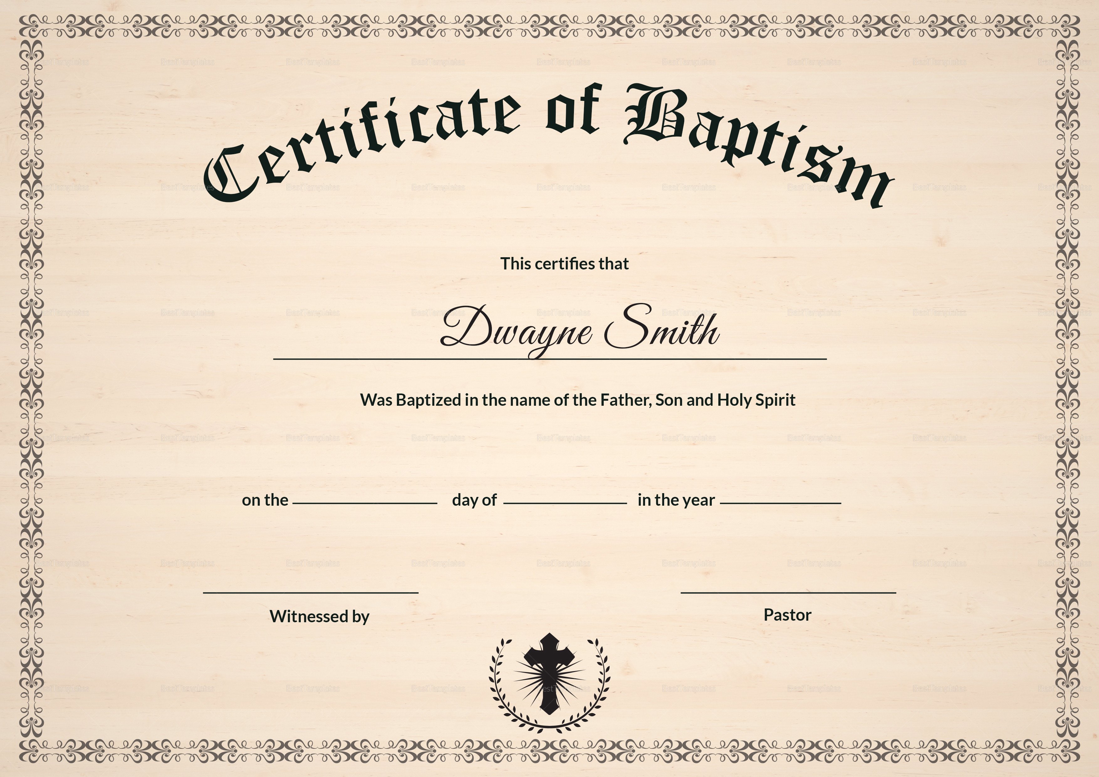 Certificate Of Baptism Template Baptism Certificate Design Template In Psd Word