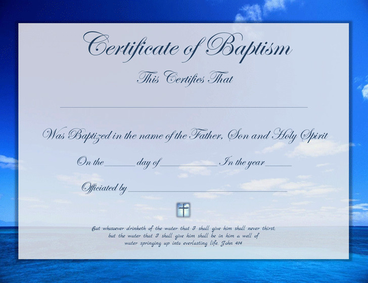 Certificate Of Baptism Template Baptism Certificate Template Free Download