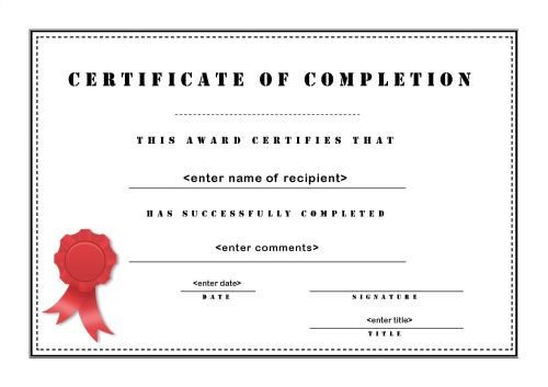 Certificate Of Completion Template Pdf 13 Certificate Of Pletion Templates Excel Pdf formats