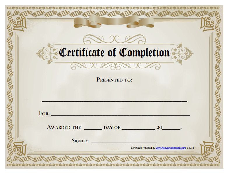 Certificate Of Completion Template Pdf 18 Free Certificate Of Pletion Templates