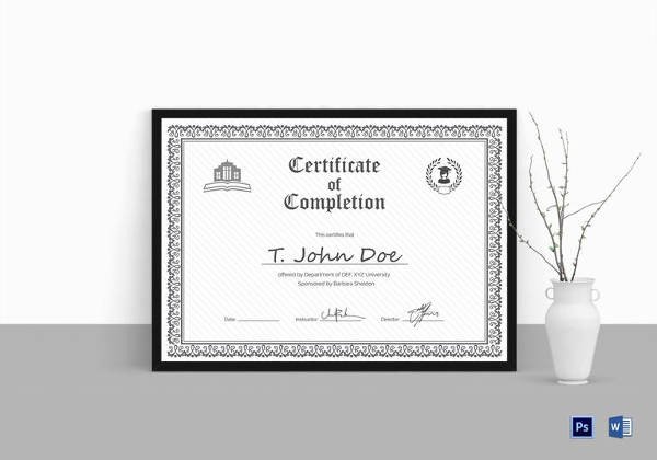 Certificate Of Completion Template Pdf Certificate Of Pletion 25 Free Word Pdf Psd
