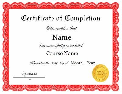 Certificate Of Completion Template Pdf Certificate Of Pletion Template In Pdf and Doc formats