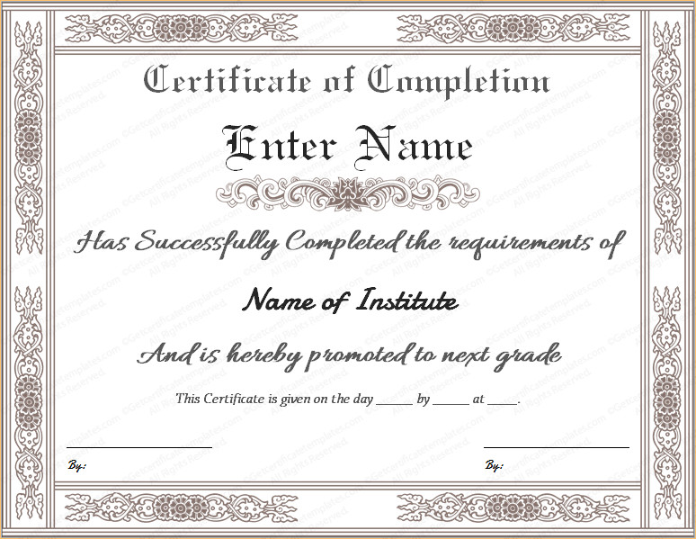 Certificate Of Completion Template Pdf Certificate Templates