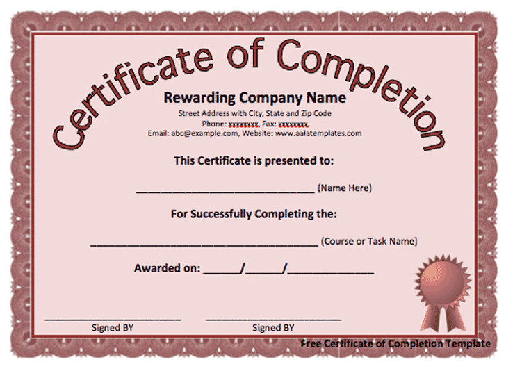 Certificate Of Completion Template Word 13 Certificate Of Pletion Templates Excel Pdf formats