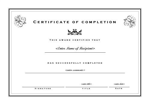 Certificate Of Completion Template Word 20 Free Certificate Of Pletion Template [word Excel Pdf]