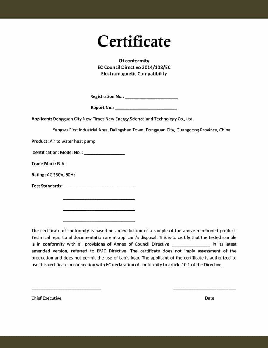 Certificate Of Compliance Template 40 Free Certificate Of Conformance Templates &amp; forms