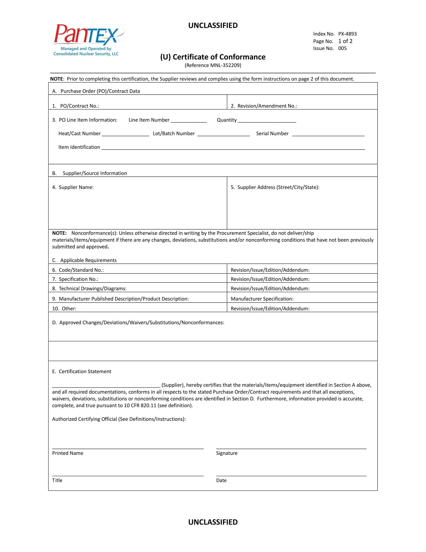 Certificate Of Conformity Template 12 Certificate Of Conformance Example Pdf Word Ai