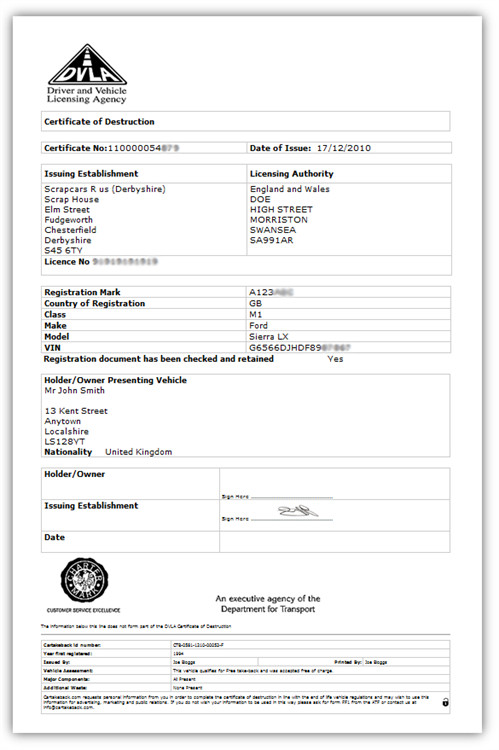 Certificate Of Destruction Template What Does A Dvla Certificate Destruction Look Like