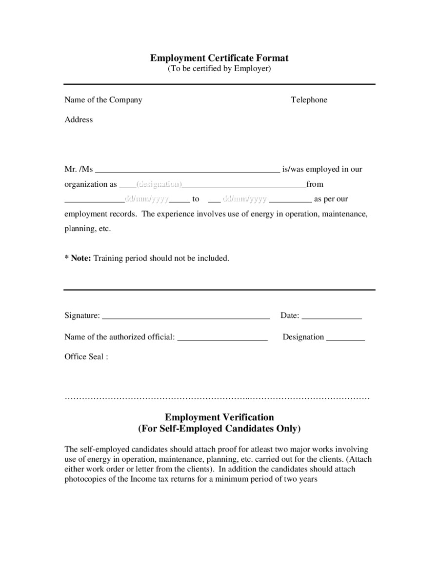 Certificate Of Employment form 2019 Proof Of Employment Letter Fillable Printable Pdf