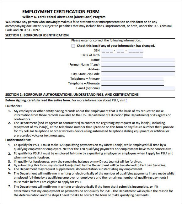 Certificate Of Employment form Employment Certificate Template 8 Download Free