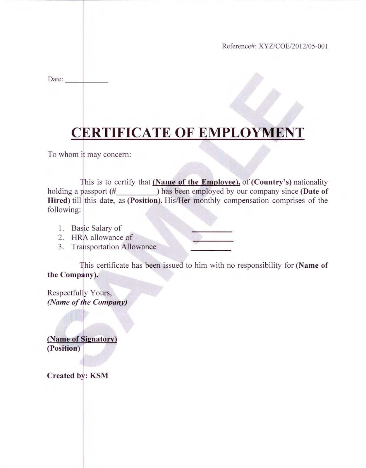 Certificate Of Employment form Money Business People Travel and Pleasure Certificate