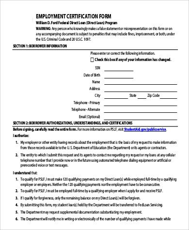 Certificate Of Employment form Sample Employment Request form 9 Examples In Pdf