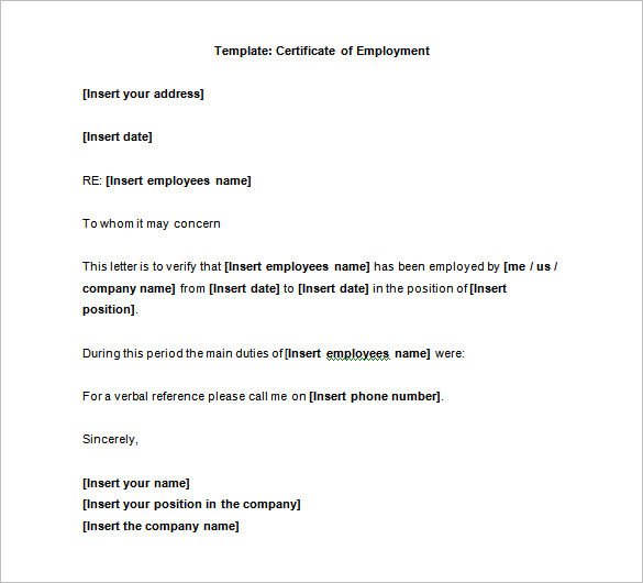 Certificate Of Employment Template 40 Employment Certificates Pdf Doc