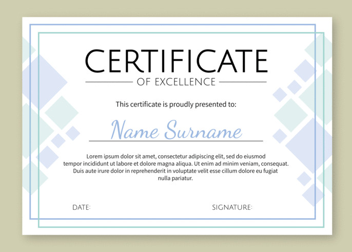 Certificate Of Excellence Template Certificate Of Excellence Template Download Free Vector