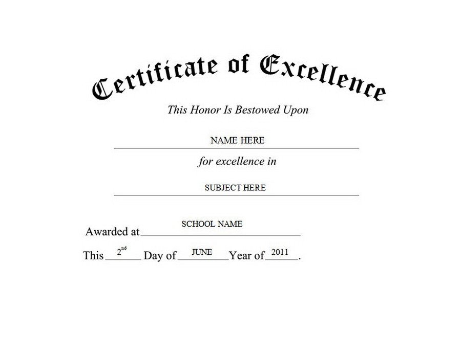 Certificate Of Excellence Template Geographics Certificates