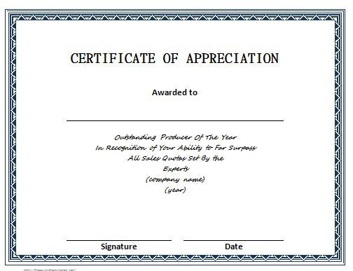 Certificate Of Recognition Template 30 Free Certificate Of Appreciation Templates and Letters